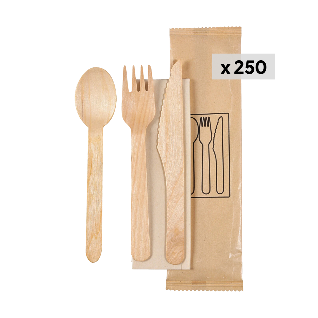 Kit Couvert en Bois 250 pièces